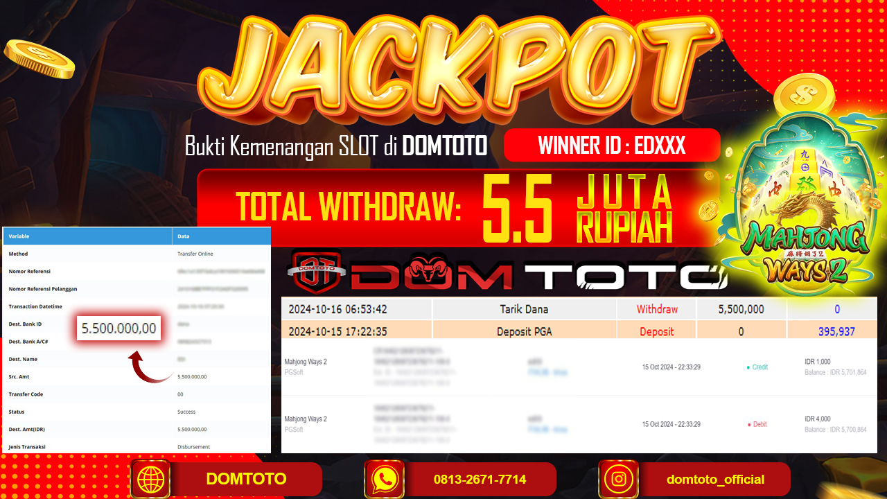 JACKPOT SLOT MAHJONG WAYS 2 16 OKTOBER  2024